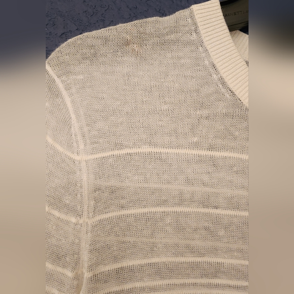 Theory Knit Variegated Stripe Lightweight Semi Sheer/ Linen Blend Size XS/P - Picture 9 of 13